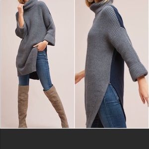 Moth Anthropologie Gray Blue Tunic Sweater Size XS